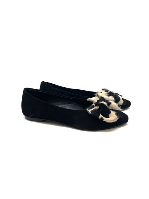 Ballerina con fiocco in cavallino leo IL LACCIO | 716009SUEDEBLACK